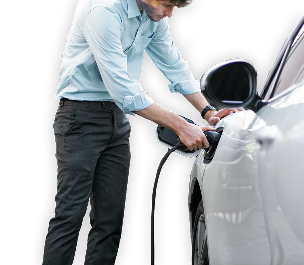 Man charging his electric vehicle 